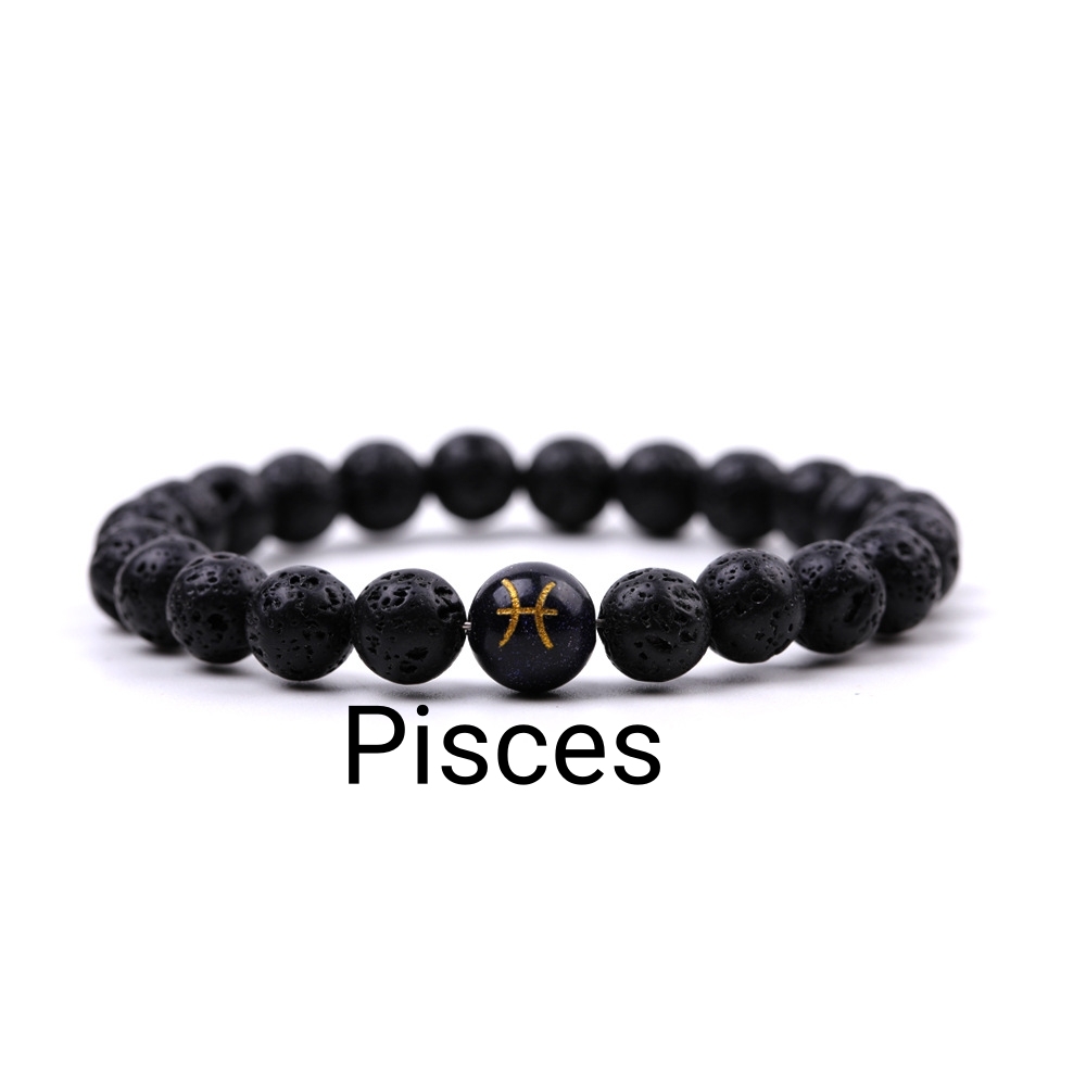 Lava Stone Zodiac Bracelets for Women Men 12 Constellations Healing Crystal Stretch Bracelet Zodiac Sign Horoscope Spiritual Jewelry Birthday Gift