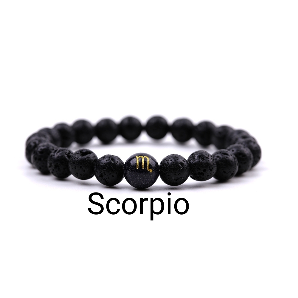 Lava Stone Zodiac Bracelets for Women Men 12 Constellations Healing Crystal Stretch Bracelet Zodiac Sign Horoscope Spiritual Jewelry Birthday Gift