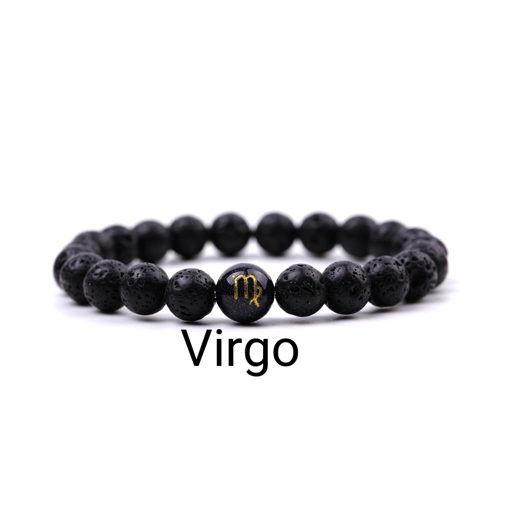 Lava Stone Zodiac Bracelets for Women Men 12 Constellations Healing Crystal Stretch Bracelet Zodiac Sign Horoscope Spiritual Jewelry Birthday Gift