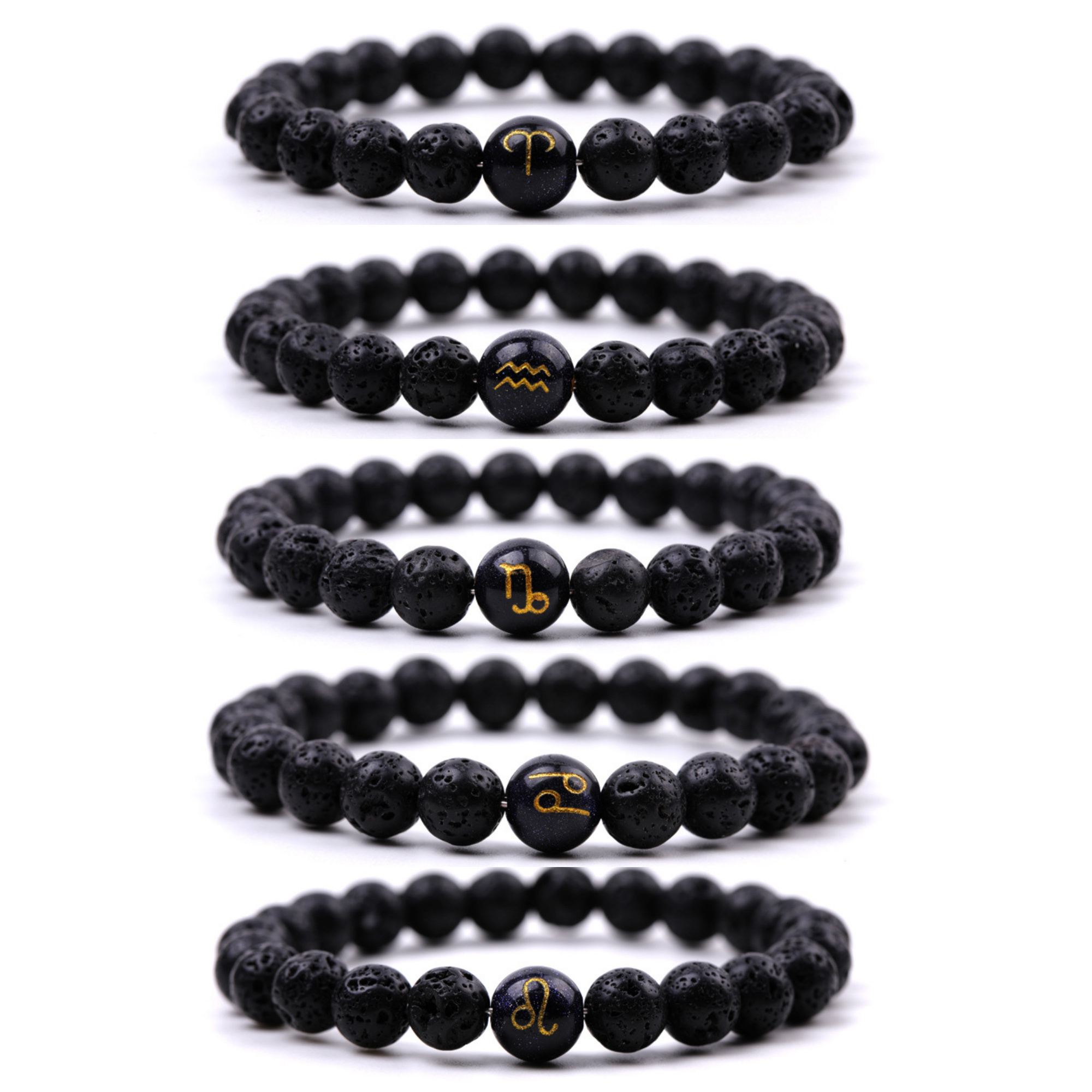 Lava Stone Zodiac Bracelets for Women Men 12 Constellations Healing Crystal Stretch Bracelet Zodiac Sign Horoscope Spiritual Jewelry Birthday Gift