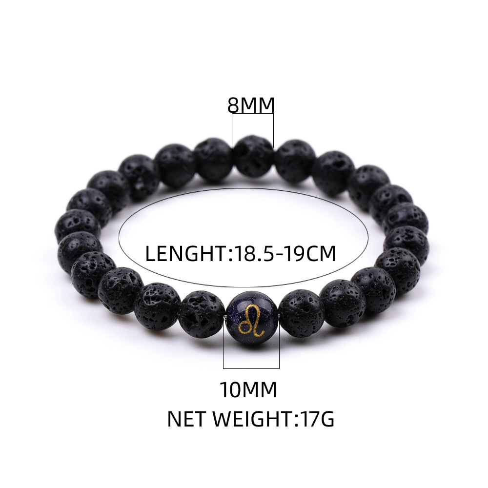 Lava Stone Zodiac Bracelets for Women Men 12 Constellations Healing Crystal Stretch Bracelet Zodiac Sign Horoscope Spiritual Jewelry Birthday Gift