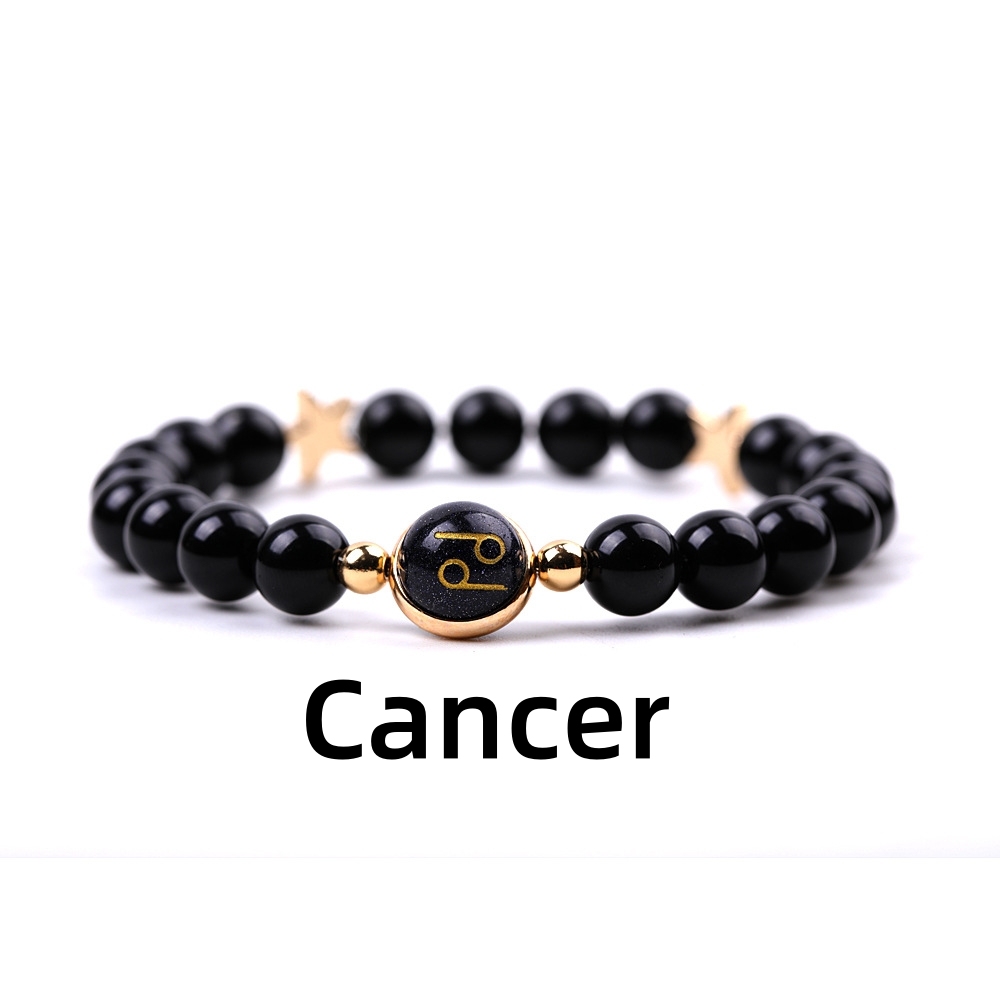 Matte Onyx Zodiac Bracelets for Women Men 12 Constellations Healing Crystal Stretch Bracelet Zodiac Sign Blue Goldstone Horoscope Spiritual Jewelry Birthday Gift