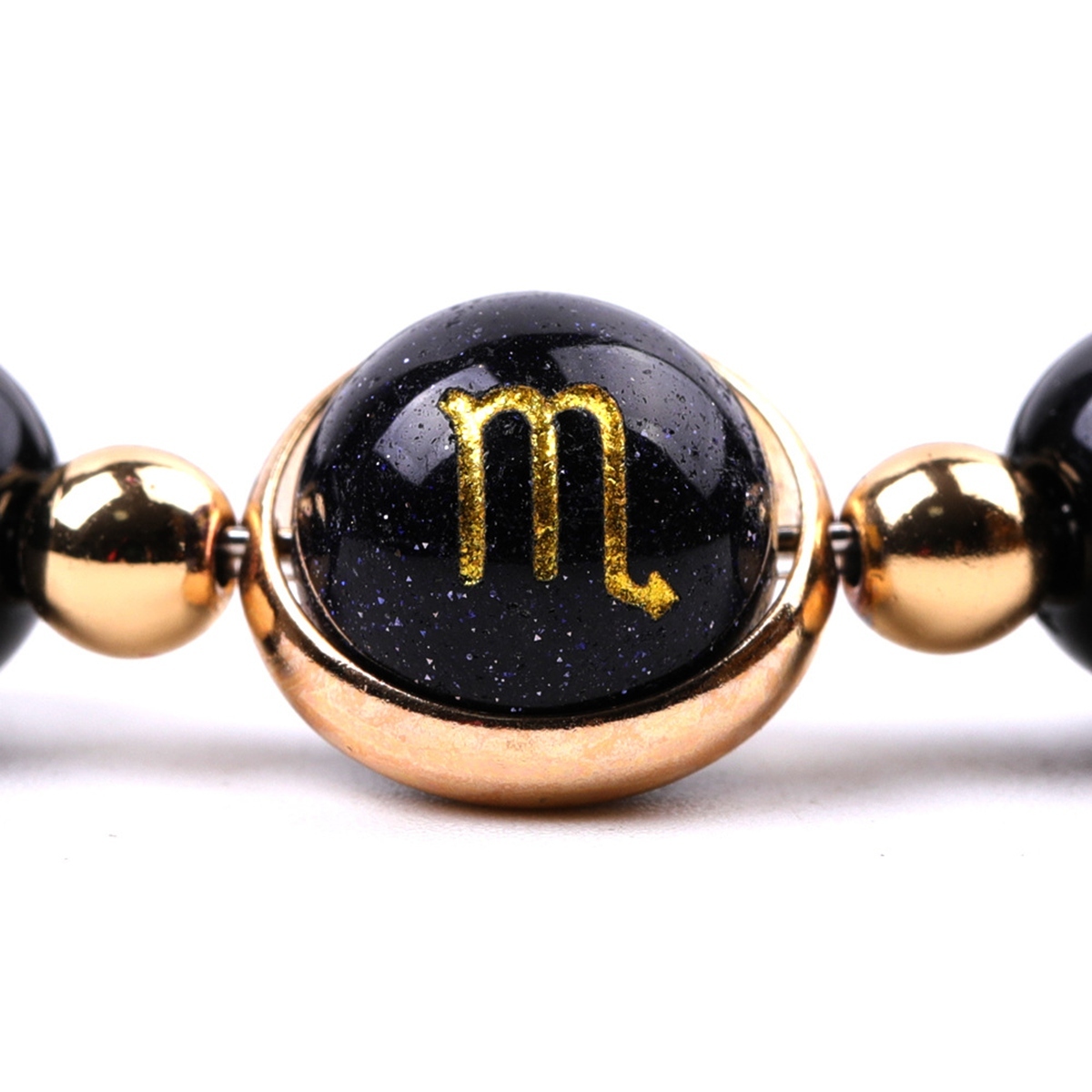 Black Onyx Zodiac Bracelets for Women Men 12 Constellations Healing Crystal Stretch Bracelet Zodiac Sign Blue Goldstone Horoscope Spiritual Jewelry Birthday Gift