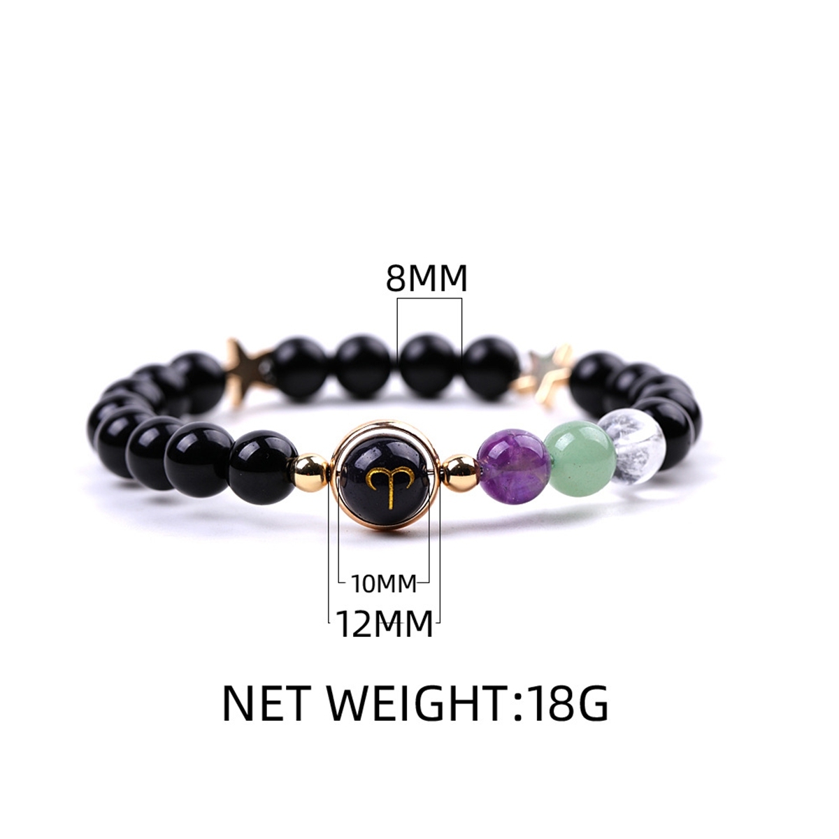 Black Onyx Zodiac Bracelets for Women Men 12 Constellations Healing Crystal Stretch Bracelet Zodiac Sign Blue Goldstone Horoscope Spiritual Jewelry Birthday Gift