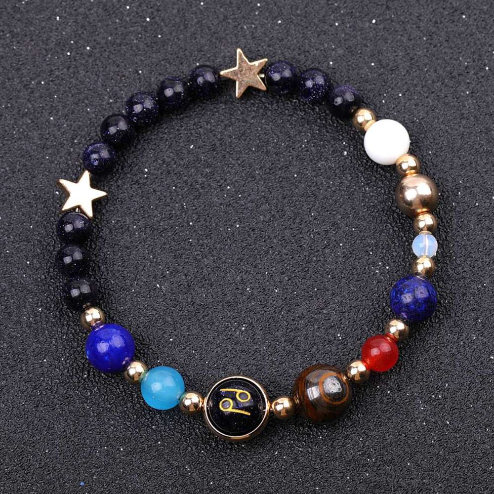 6MM Blue Goldstone Zodiac Bracelets for Women Men 12 Constellations Healing Crystal Stretch Solar Bracelet Zodiac Sign Horoscope Spiritual Jewelry Birthday Gift
