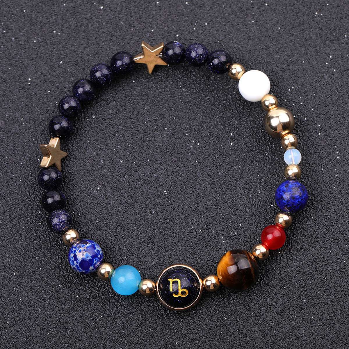 6MM Blue Goldstone Zodiac Bracelets for Women Men 12 Constellations Healing Crystal Stretch Solar Bracelet Zodiac Sign Horoscope Spiritual Jewelry Birthday Gift