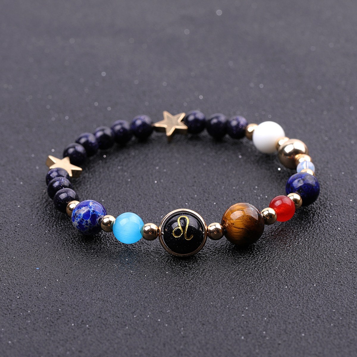 6MM Blue Goldstone Zodiac Bracelets for Women Men 12 Constellations Healing Crystal Stretch Solar Bracelet Zodiac Sign Horoscope Spiritual Jewelry Birthday Gift