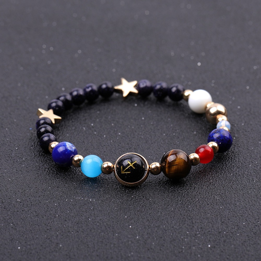 6MM Blue Goldstone Zodiac Bracelets for Women Men 12 Constellations Healing Crystal Stretch Solar Bracelet Zodiac Sign Horoscope Spiritual Jewelry Birthday Gift