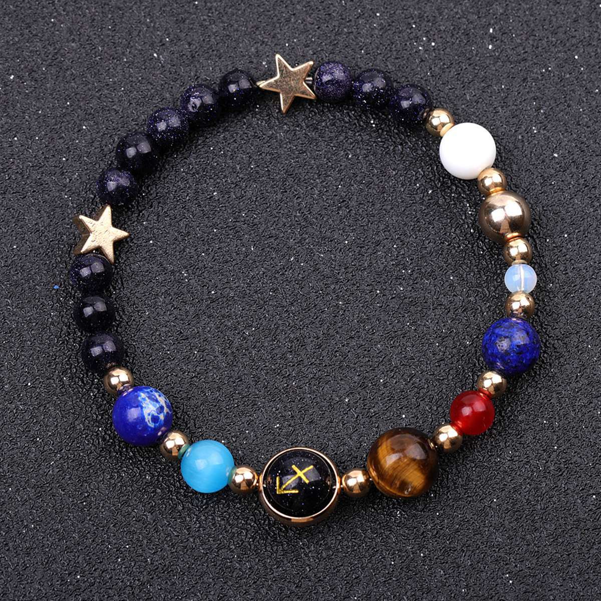 6MM Blue Goldstone Zodiac Bracelets for Women Men 12 Constellations Healing Crystal Stretch Solar Bracelet Zodiac Sign Horoscope Spiritual Jewelry Birthday Gift