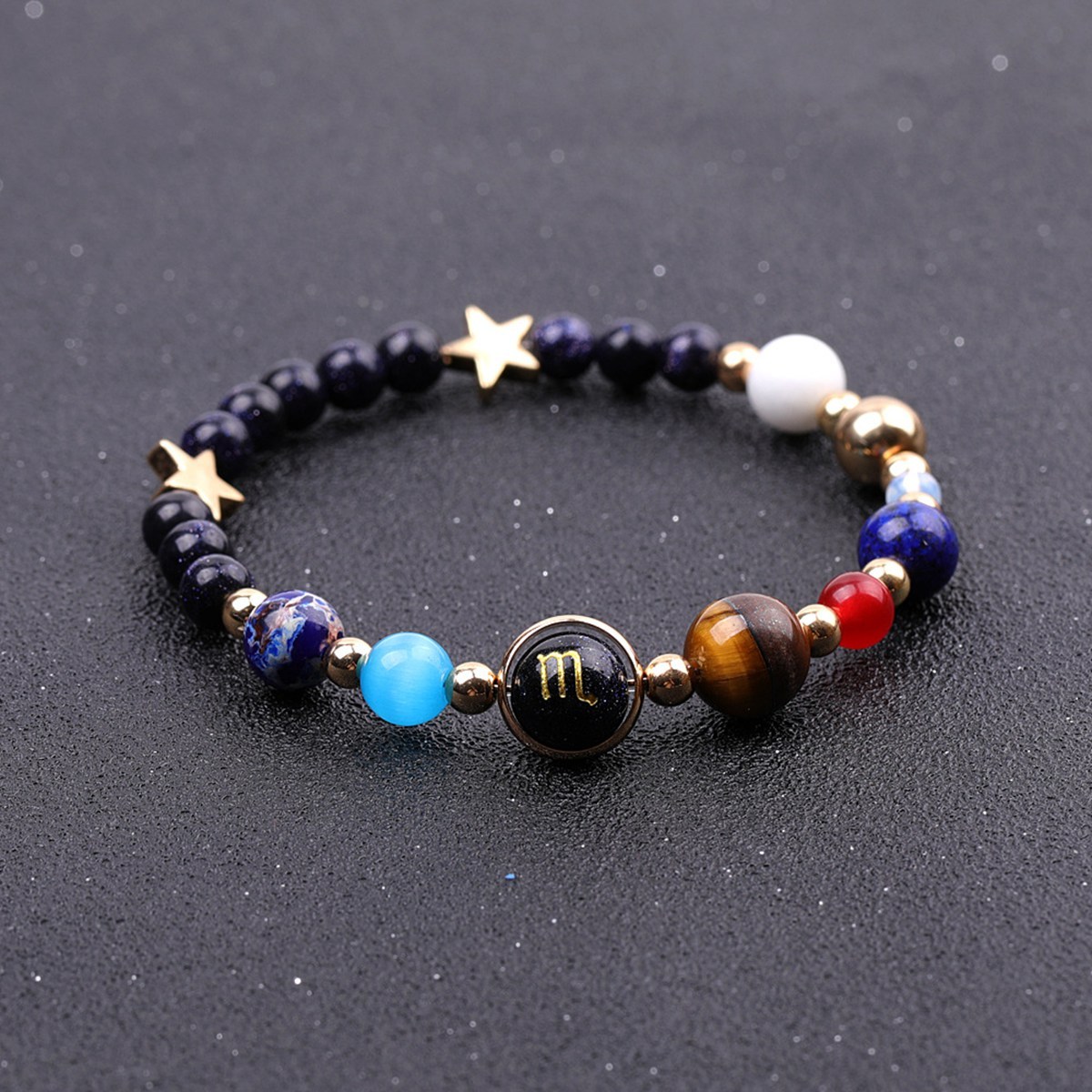 6MM Blue Goldstone Zodiac Bracelets for Women Men 12 Constellations Healing Crystal Stretch Solar Bracelet Zodiac Sign Horoscope Spiritual Jewelry Birthday Gift