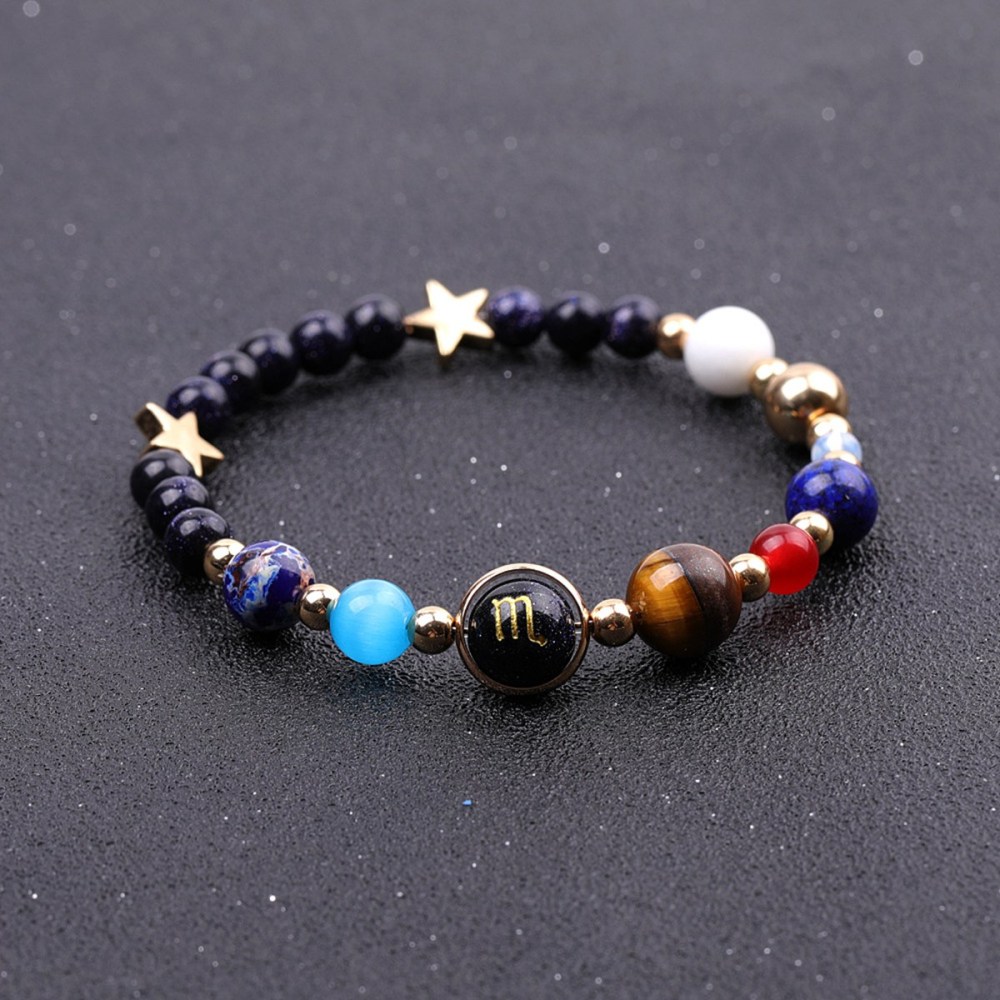 6MM Blue Goldstone Zodiac Bracelets for Women Men 12 Constellations Healing Crystal Stretch Solar Bracelet Zodiac Sign Horoscope Spiritual Jewelry Birthday Gift