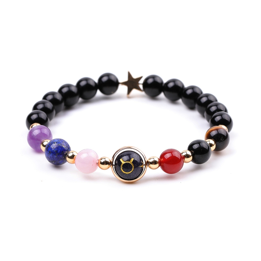 7 Chakra Stone Black Onyx Zodiac Bracelets for Women Men 12 Constellations Healing Crystal Stretch Bracelet Zodiac Sign Blue Goldstone Horoscope Spiritual Jewelry Birthday Gift