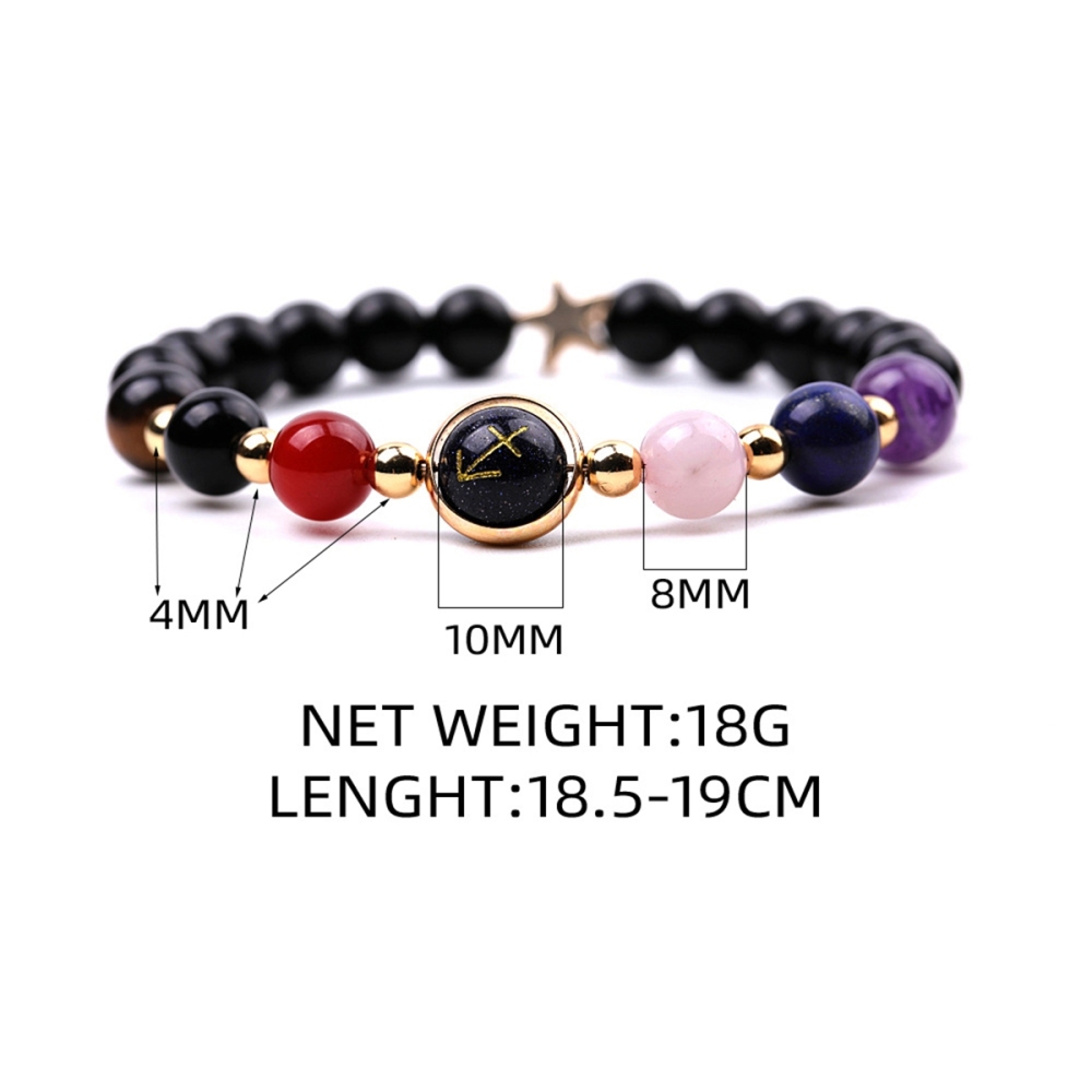 7 Chakra Stone Black Onyx Zodiac Bracelets for Women Men 12 Constellations Healing Crystal Stretch Bracelet Zodiac Sign Blue Goldstone Horoscope Spiritual Jewelry Birthday Gift