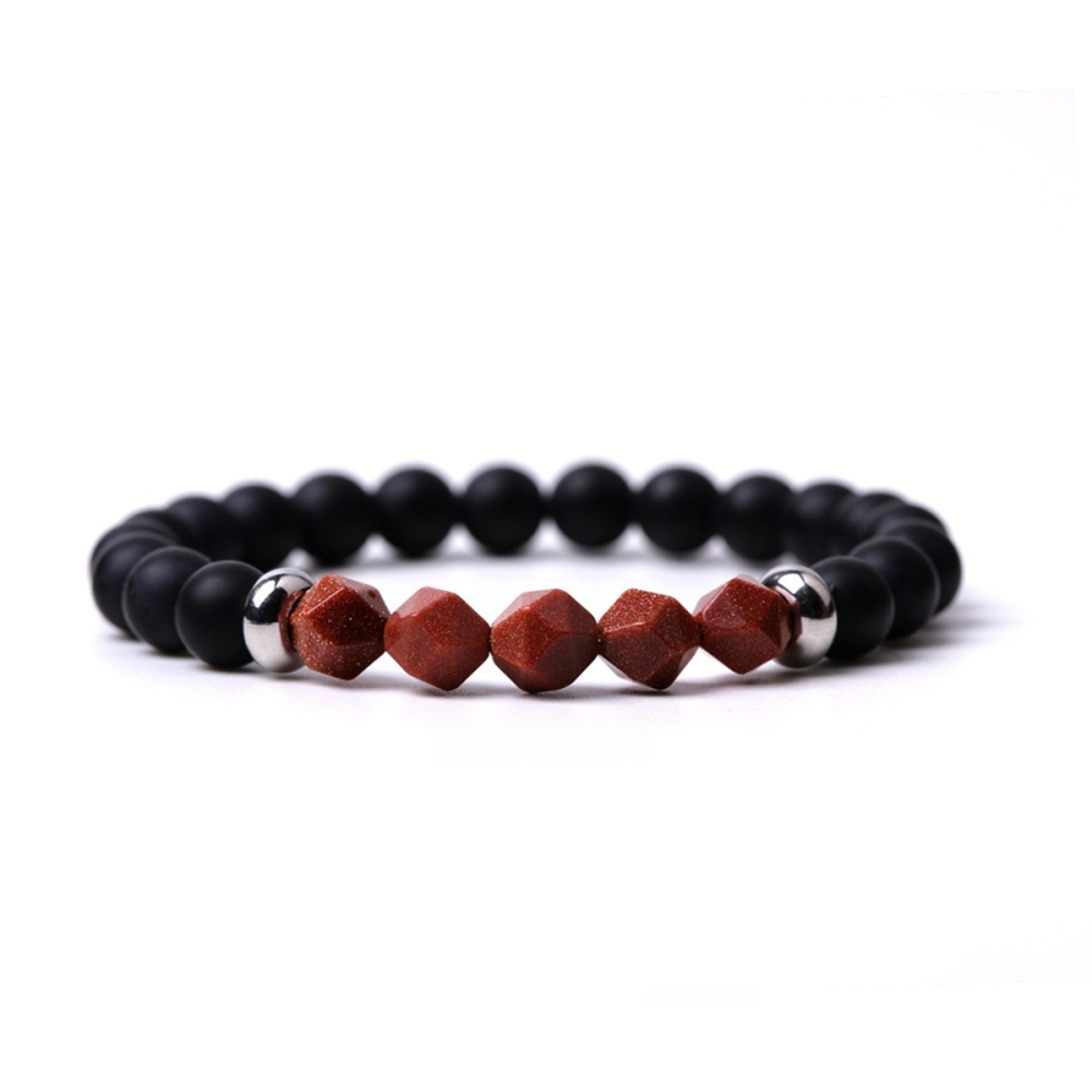 Facet Stone Beads 8MM  Matte Black Onyx Bracelets for Women Men