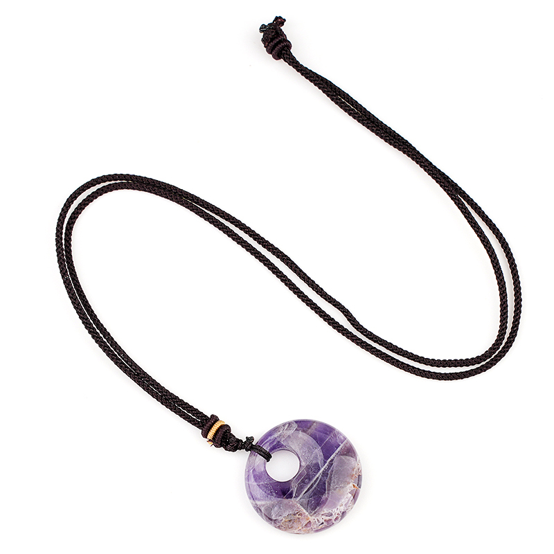 30MM Round Disc Lucky Coin Pingan Pendant Necklace Adjustable Rope