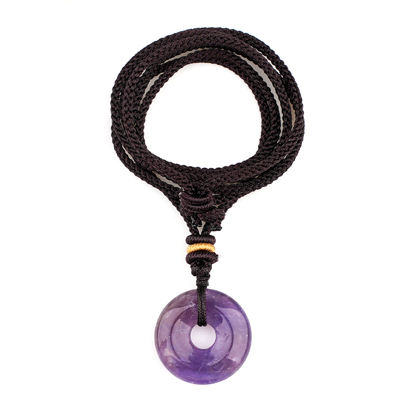 20MM Round Disc Lucky Coin Pingan Pendant Necklace Adjustable Colorful Rope