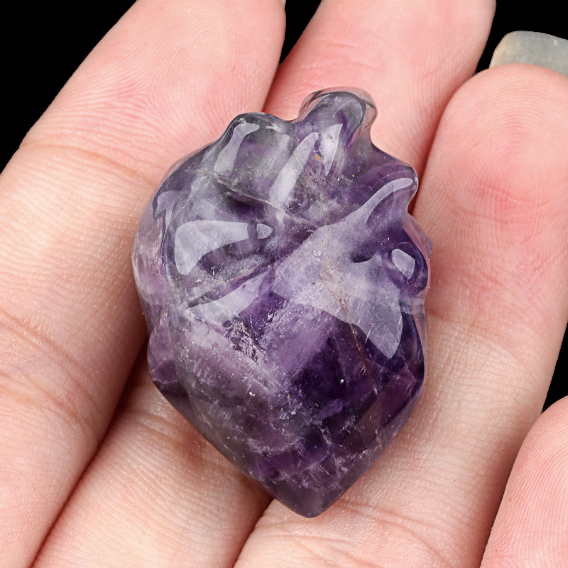 Handmade Craved Heart Shape Gemstone Decoration