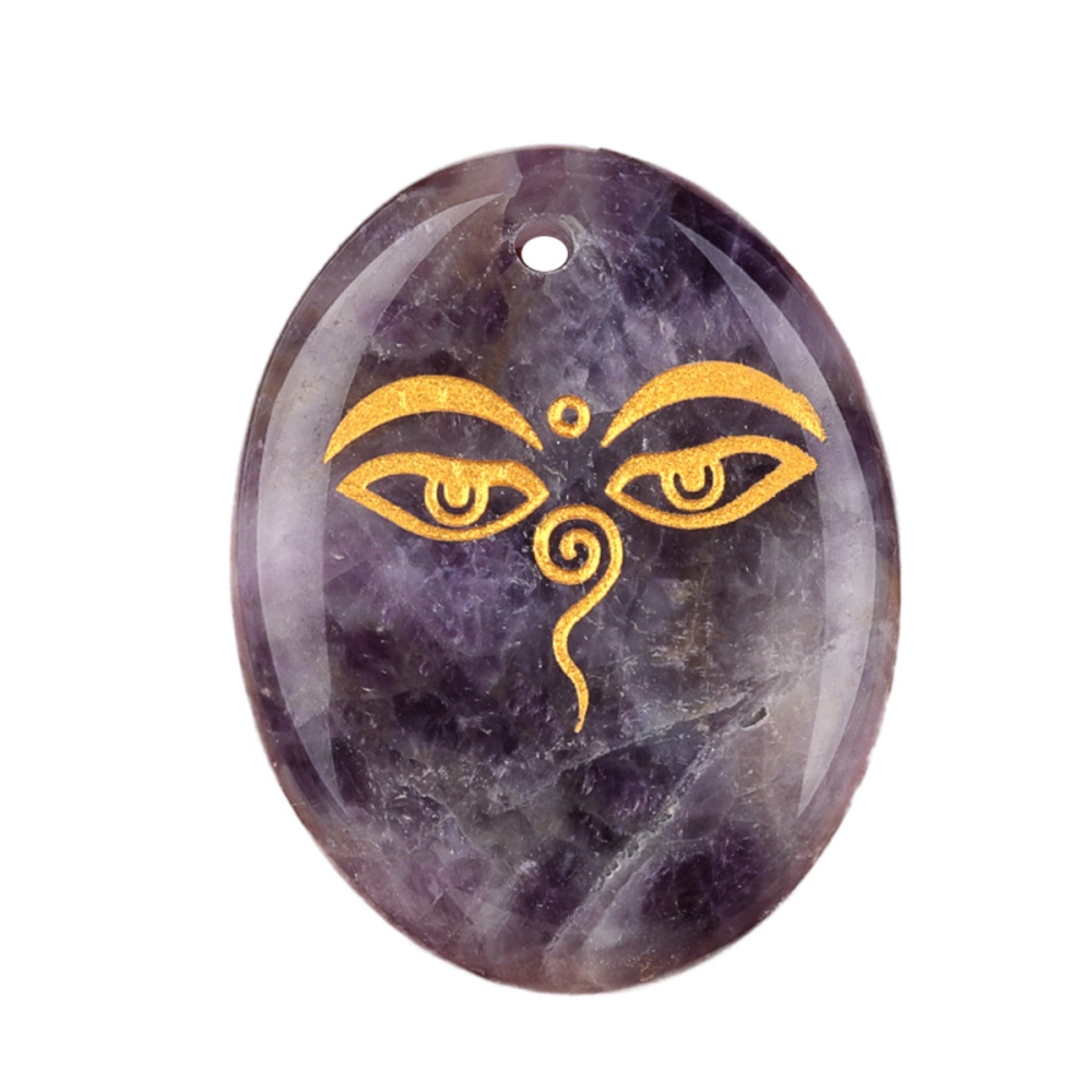 Oval Gemstone Pendant Craved Logo for Making Jewelry 35x45MM Stone Beads Healing Chakra Crystal
