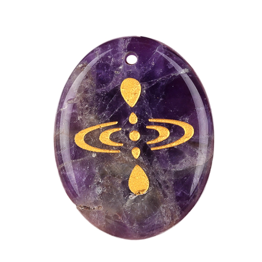 Oval Gemstone Pendant Craved Logo for Making Jewelry 35x45MM Stone Beads Healing Chakra Crystal