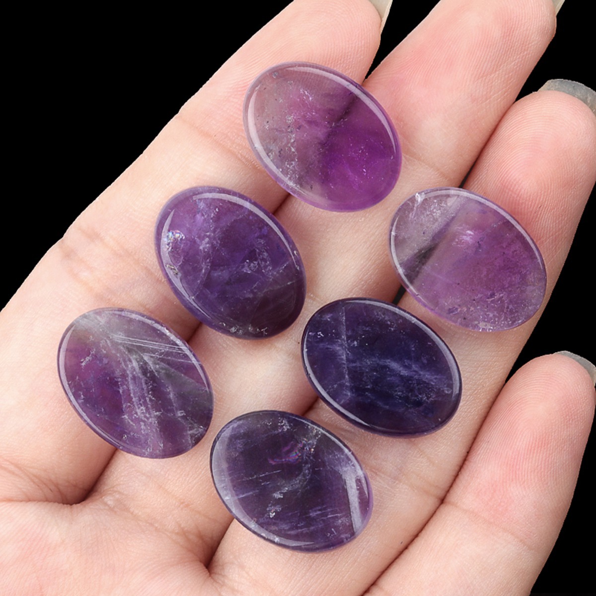 Flat Oval Amethyst Disc for Making Jewelry