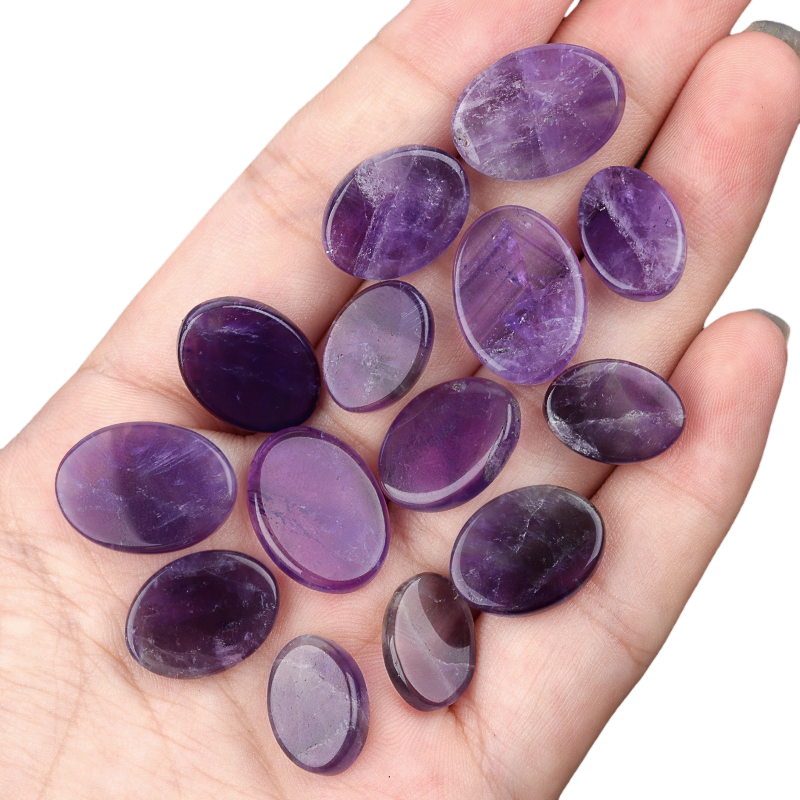 Flat Oval Amethyst Disc for Making Jewelry