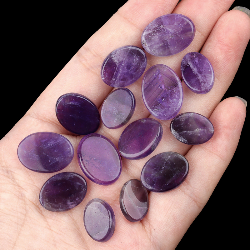 Flat Oval Amethyst Disc for Making Jewelry
