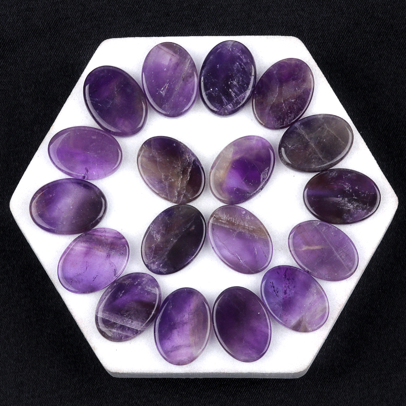 Flat Oval Amethyst Disc for Making Jewelry