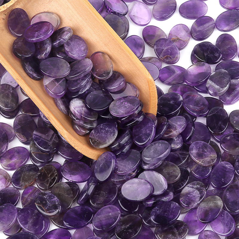 Flat Oval Amethyst Disc for Making Jewelry