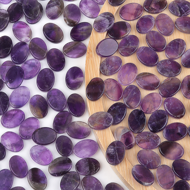 Flat Oval Amethyst Disc for Making Jewelry