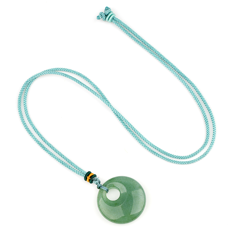 30MM Round Disc Lucky Coin Pingan Pendant Necklace Adjustable Rope