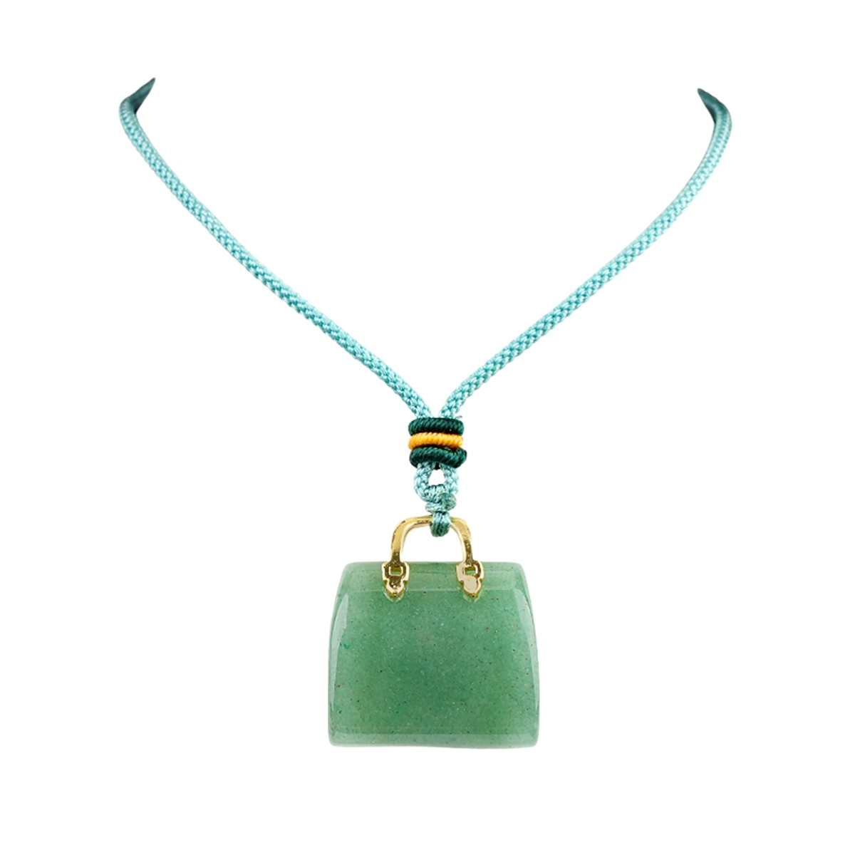 Gold Handbag Gemstone Pendant Necklace Adjustable Rope