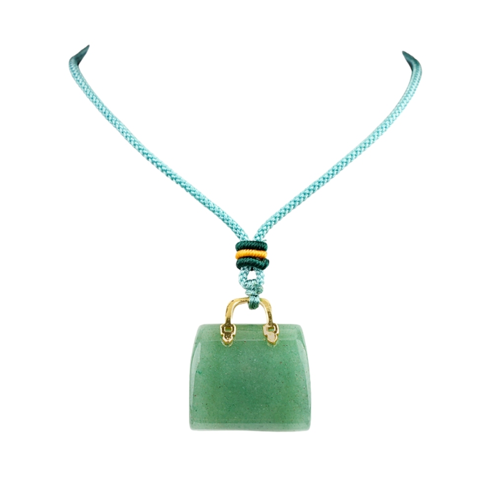 Gold Handbag Gemstone Pendant Necklace Adjustable Rope