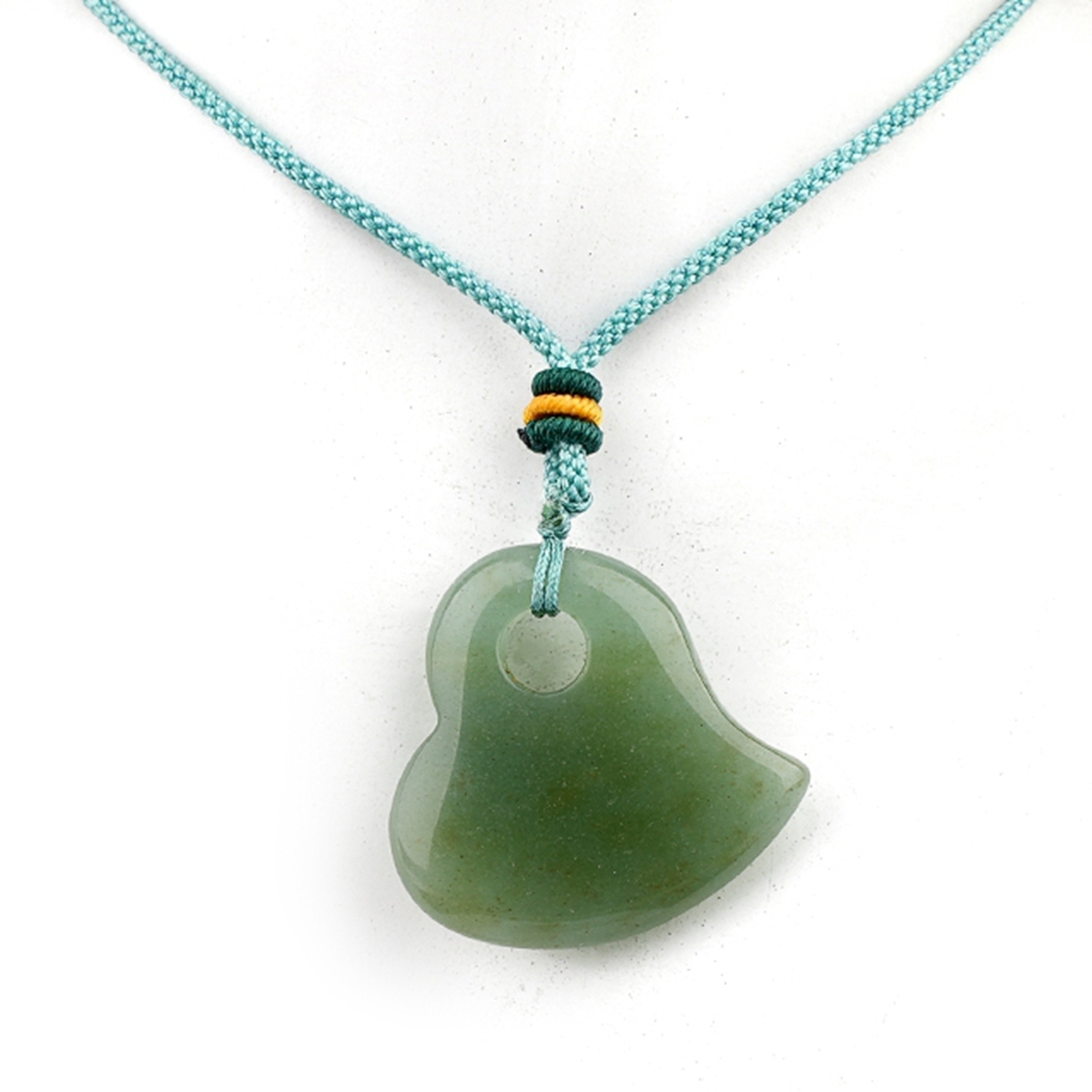 30MM Love Heart Stone Pendant Necklace Adjustable Colorful Rope