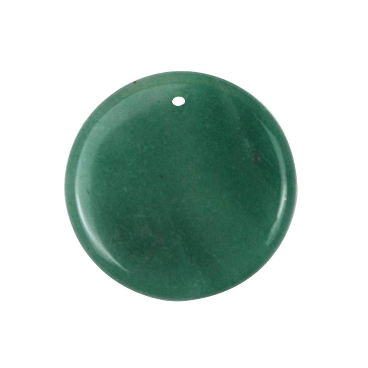 30MM Flat Round Gemstone Disc Pendant Necklace 45CM Silver O Chain