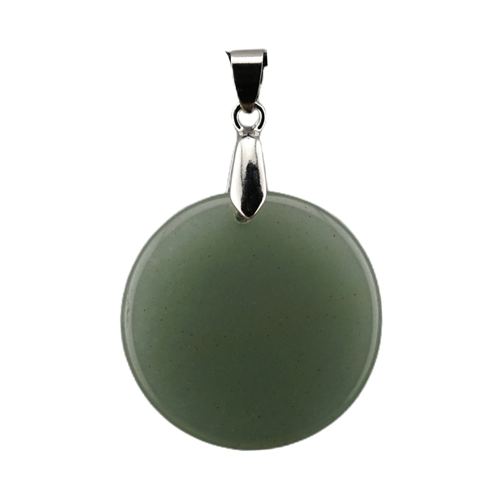 30MM Flat Round Gemstone Disc Pendant Silver Finding Clasp for Making Jewelry