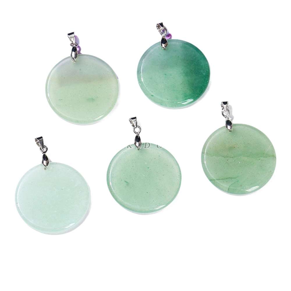 30MM Flat Round Gemstone Disc Pendant Silver Finding Clasp for Making Jewelry