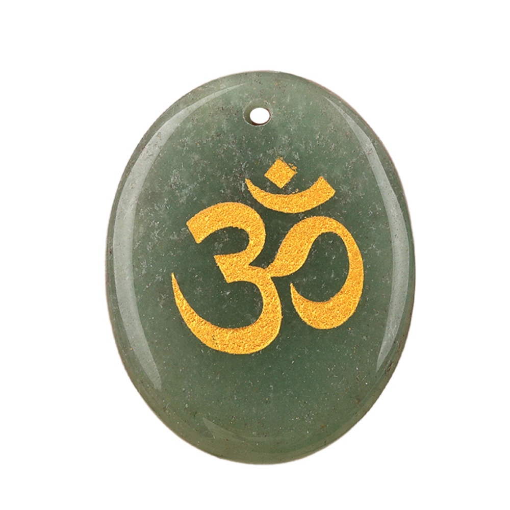 Oval Gemstone Pendant Craved Logo for Making Jewelry 35x45MM Stone Beads Healing Chakra Crystal