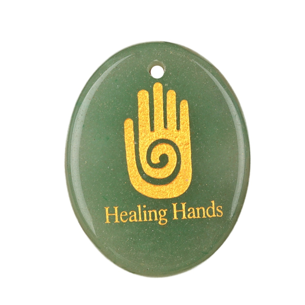 Oval Gemstone Pendant Craved Logo for Making Jewelry 35x45MM Stone Beads Healing Chakra Crystal