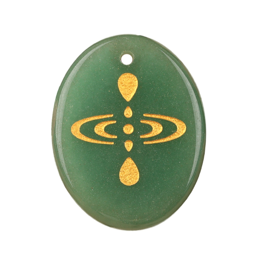 Oval Gemstone Pendant Craved Logo for Making Jewelry 35x45MM Stone Beads Healing Chakra Crystal