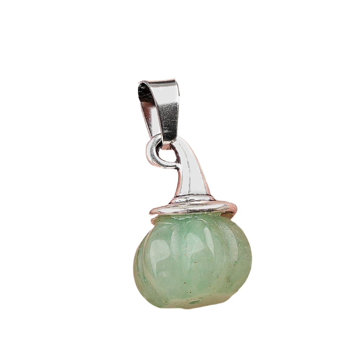 Silver Mini Pumpkin Wizard Hat Gemstone Pendant