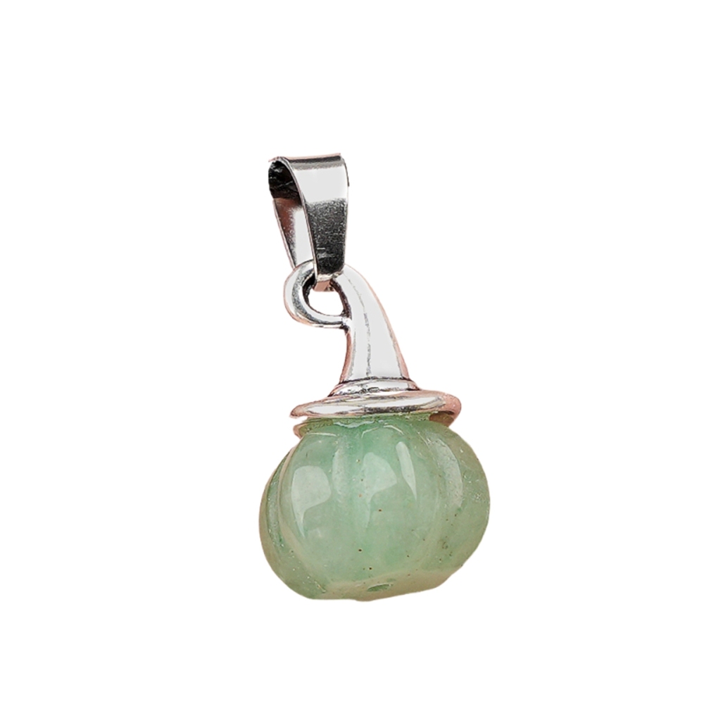 Silver Mini Pumpkin Wizard Hat Gemstone Pendant