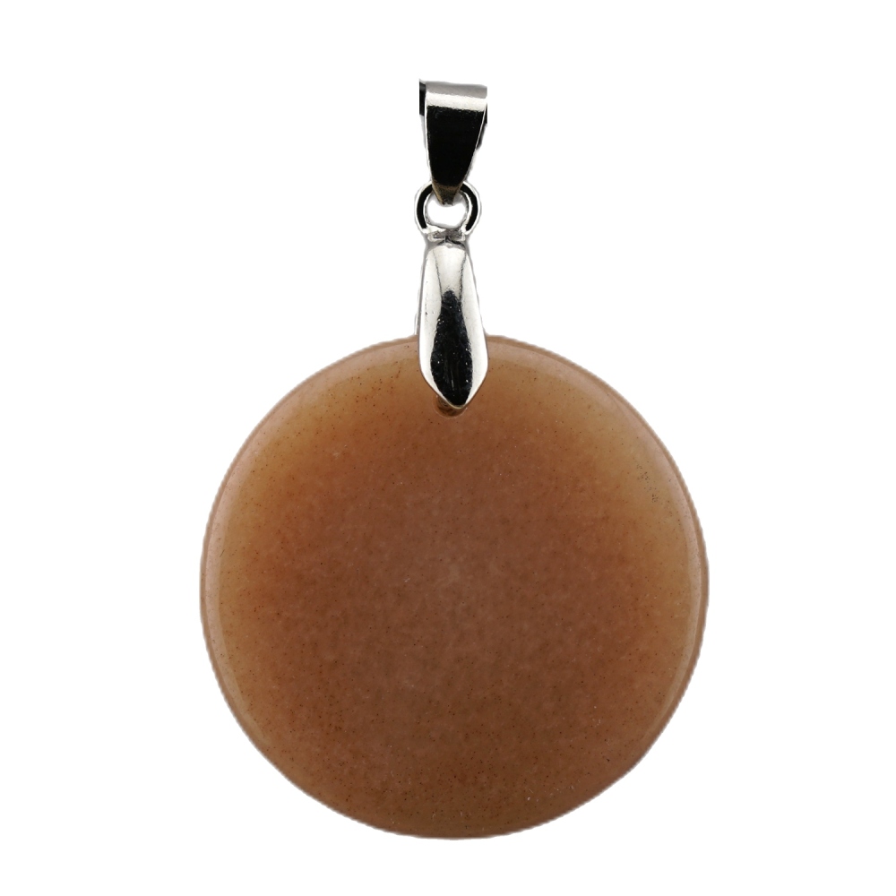 30MM Flat Round Gemstone Disc Pendant Silver Finding Clasp for Making Jewelry