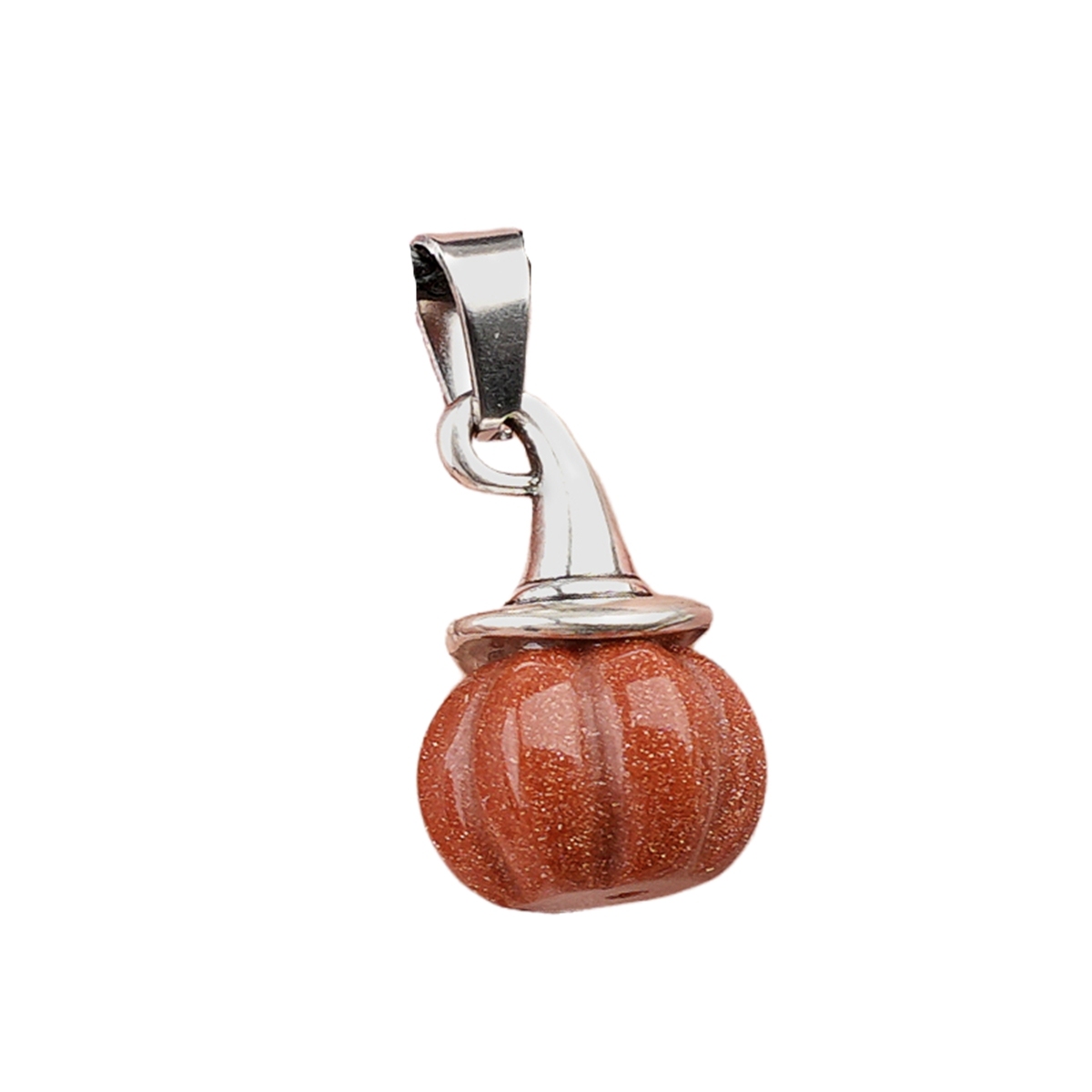 Silver Mini Pumpkin Wizard Hat Gemstone Pendant