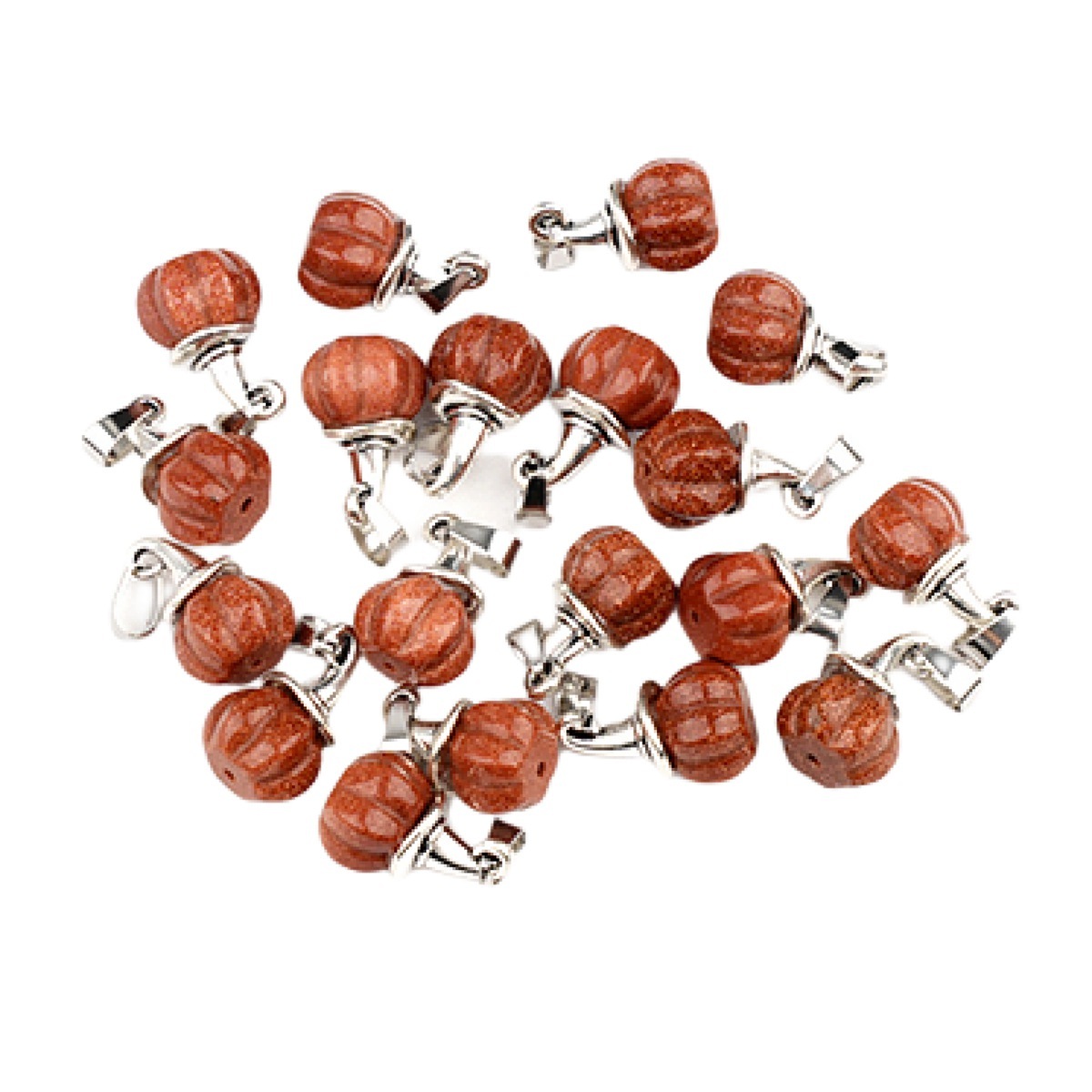 Silver Mini Pumpkin Wizard Hat Gemstone Pendant for Making Jewelry