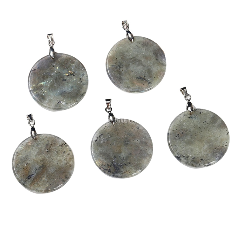 30MM Flat Round Gemstone Disc Pendant Silver Finding Clasp for Making Jewelry