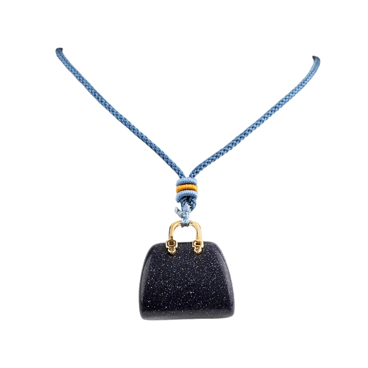Gold Handbag Gemstone Pendant Necklace Adjustable Rope