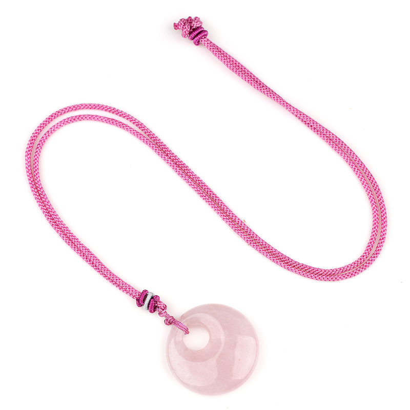 30MM Round Disc Lucky Coin Pingan Pendant Necklace Adjustable Rope