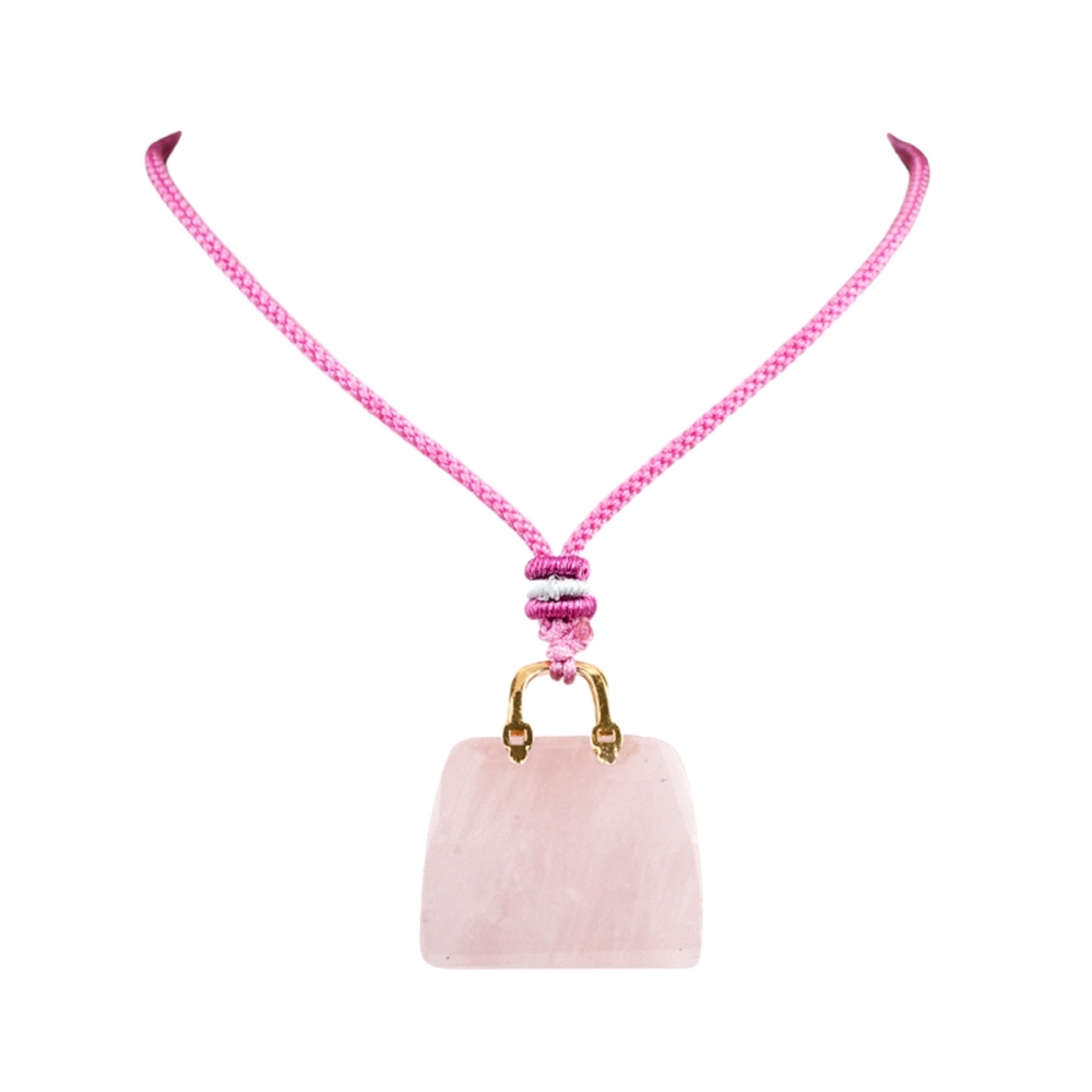 Gold Handbag Gemstone Pendant Necklace Adjustable Rope