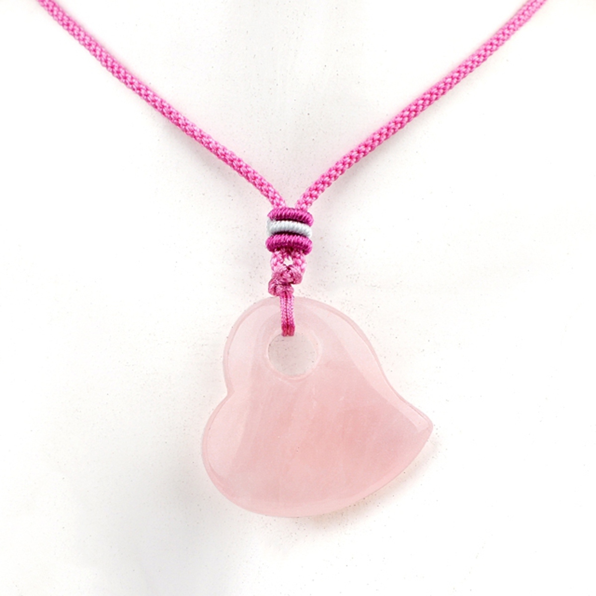 30MM Love Heart Stone Pendant Necklace Adjustable Colorful Rope