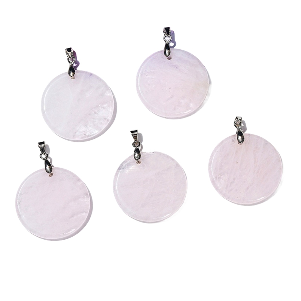 30MM Flat Round Gemstone Disc Pendant Silver Finding Clasp for Making Jewelry